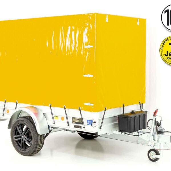 Remorque 1300 kg | 125 x 250 cm | Bâche haute 160 cm Jaune | Type 4.13