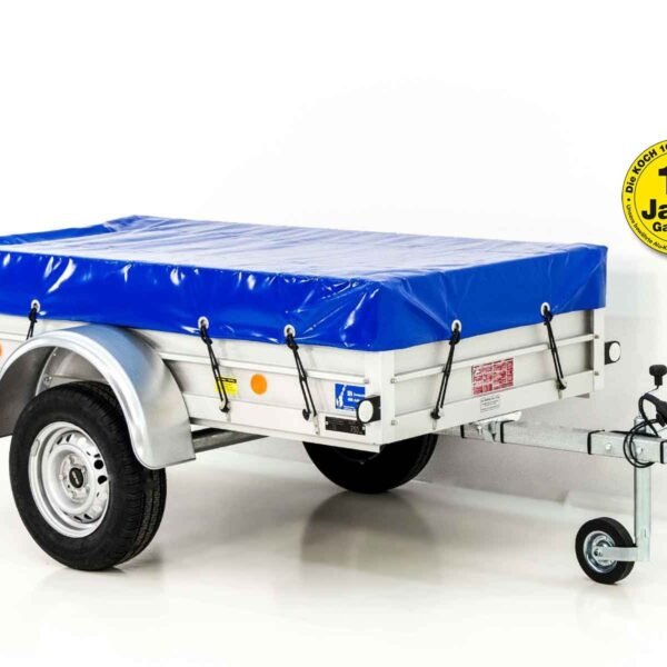 Remorque 750 kg | 105 x 205 cm | avec bâche bleue (Réf. GA-3145-25)