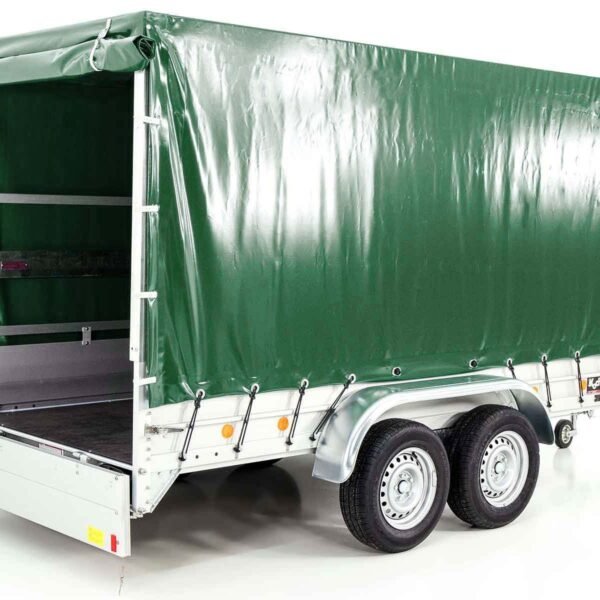 Remorque porte-voitures | Surface utile 150 x 350 cm | Charge utile 2600 kg | Bâche verte | Type 8.26